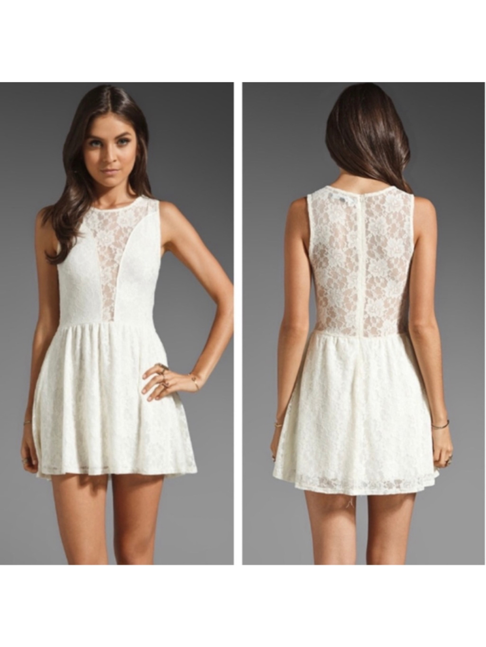 Women's For Love & Lemons Lulu Off White Lace Mini Dress Size XS